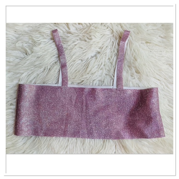 Cape Clique Metallic Crop Top Pink Shimmery Size 6 New - Picture 1 of 6